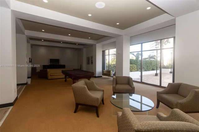 a room with furniture and a mirror