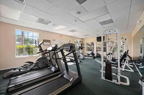 a view of a room with gym equipment
