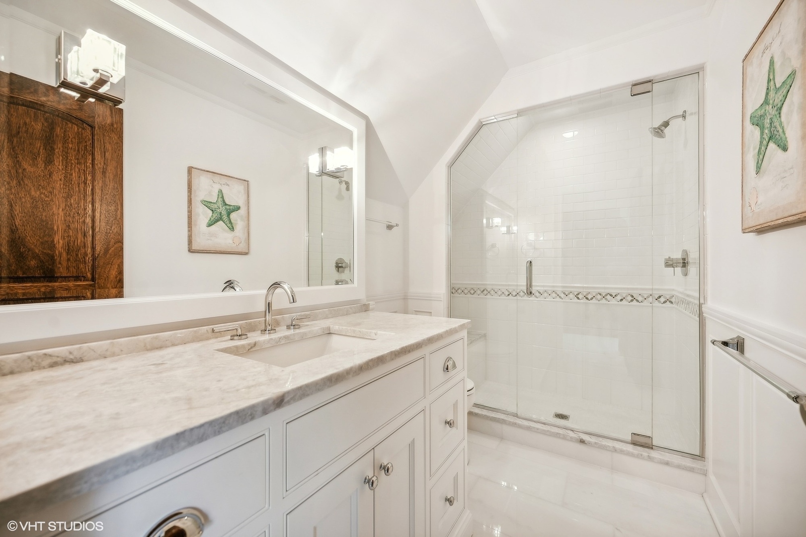 1228 Westmoor Road Winnetka, IL 60093 - Photo 50 of 70 a bathroom with a granite countertop sink mirror and double