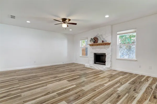 a view of a livingroom with a fireplace