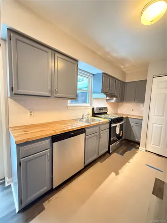 a kitchen with a sink a stove and a refrigerator