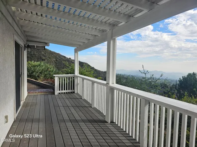 a view of a wooden deck