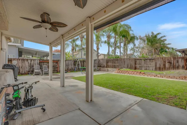 a view of a porch with a backyard
