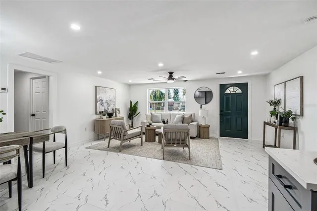 a living room with furniture