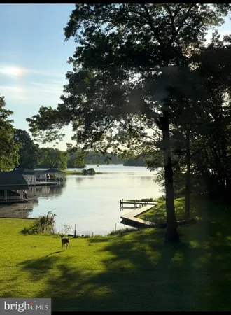 a view of a ocean with a big yard