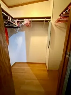 a view of walk in closet with clothes