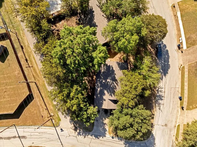 an aerial view of a water