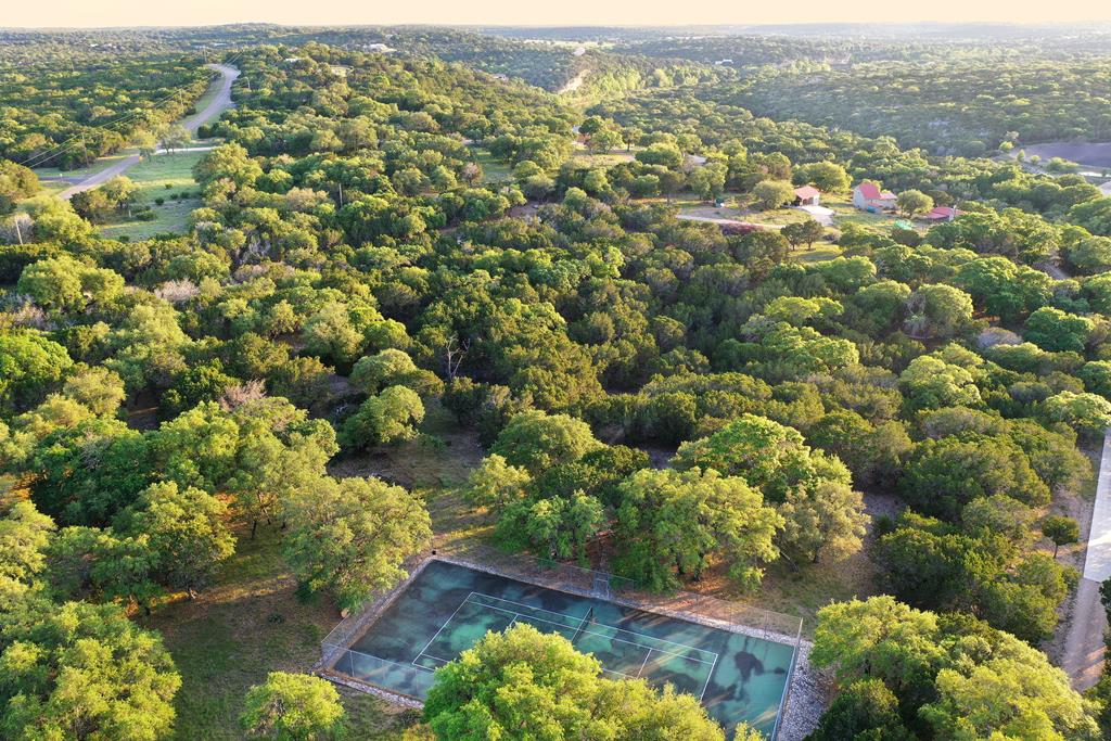 Tennis court NOT included in HOA, aerial shot of d