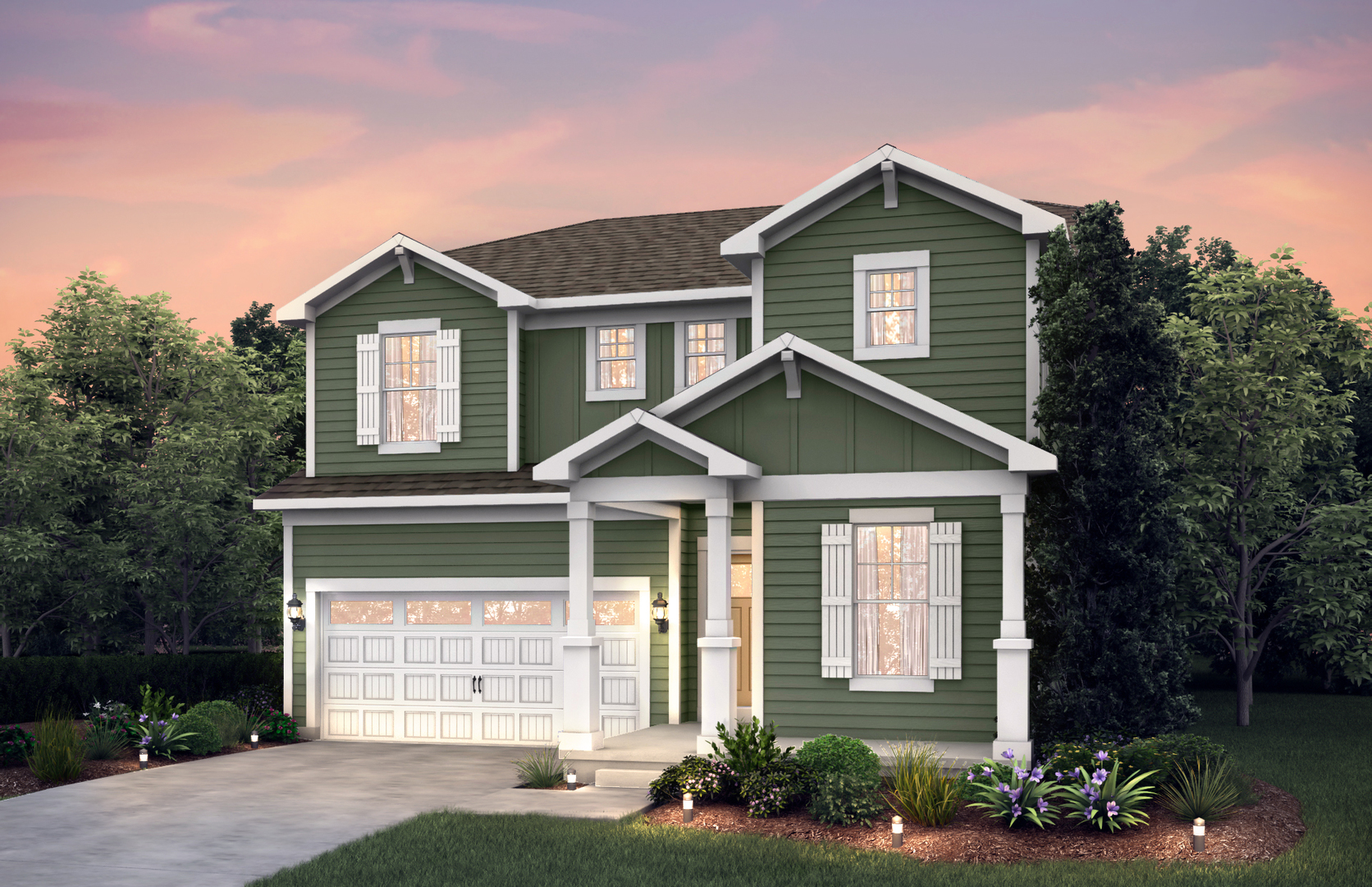 front view of a house with a yard