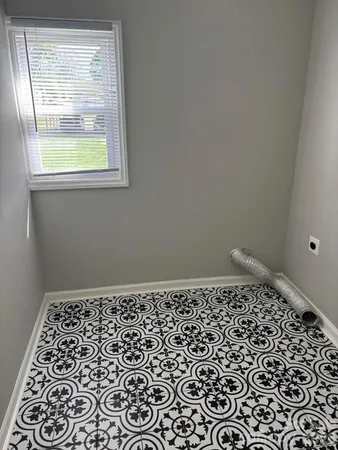a view of a black and white wall