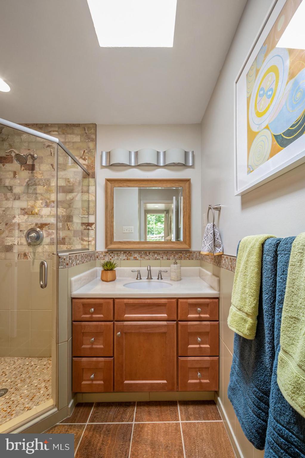 7615 Elba Road Alexandria, VA 22306 - Photo 24 of 52 Walk-in Shower and a skylight