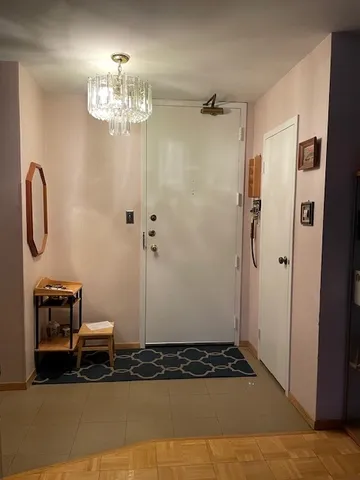 a bathroom with a mirror