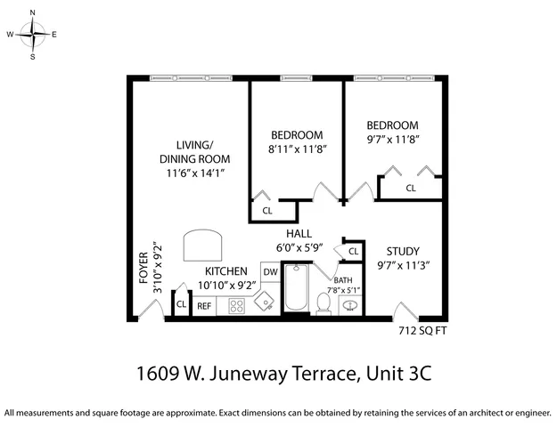 $1,900 | 1609 West Juneway Terrace, Unit 2C, Chicago, IL 60626