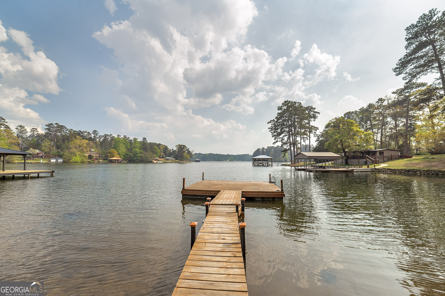 595 Barnetts Bridge Road Jackson, GA 30233 - Photo 9 of 47 a lake view with boat and large trees