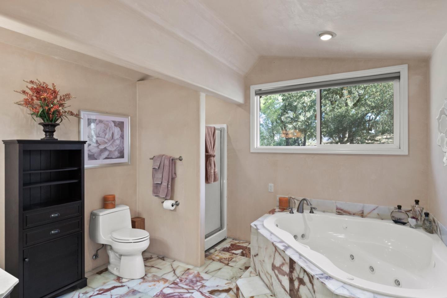 38025 Poppy Tree Lane Carmel Valley, CA 93924 - Photo 24 of 47 a bathroom with a sink a toilet and shower
