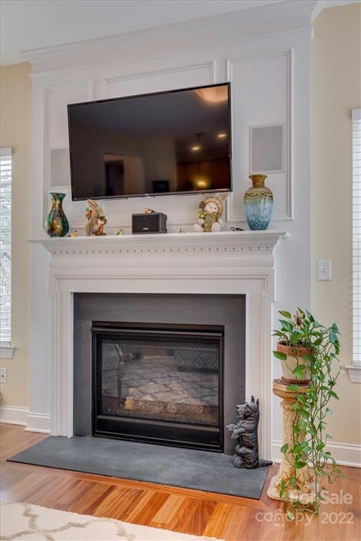2309 Harvester Avenue Fort Mill, SC 29708 - Photo 15 of 47 a living room with a fireplace a flat screen tv and potted plant