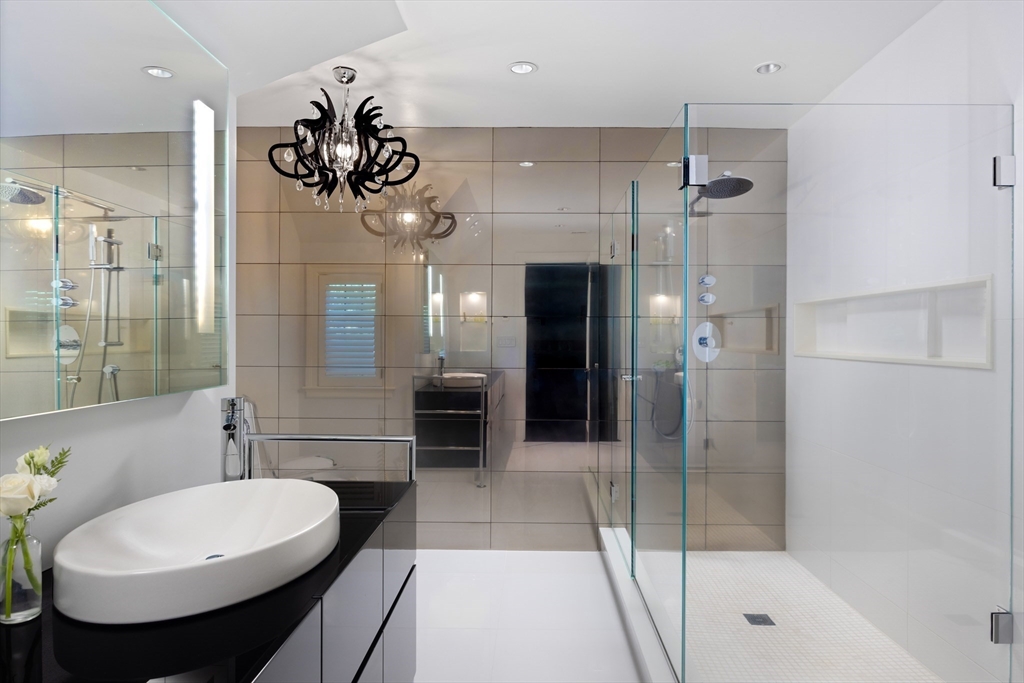 10 Spooner Road Brookline, MA 02467 - Photo 10 of 26 a bathroom with a sink a toilet a mirror and shower