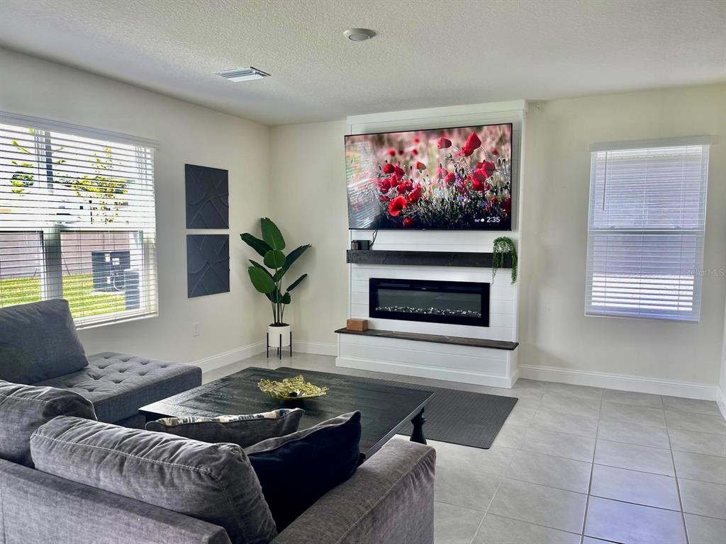 2771 Common Fig Run Wesley Chapel, FL 33543 - Photo 3 of 16 a living room with furniture a fireplace and a flat screen tv