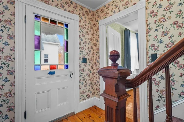 a view of wooden balcony