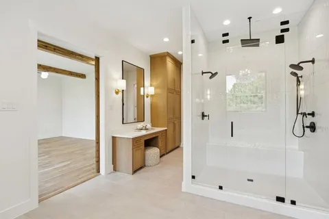 a bathroom with a shower