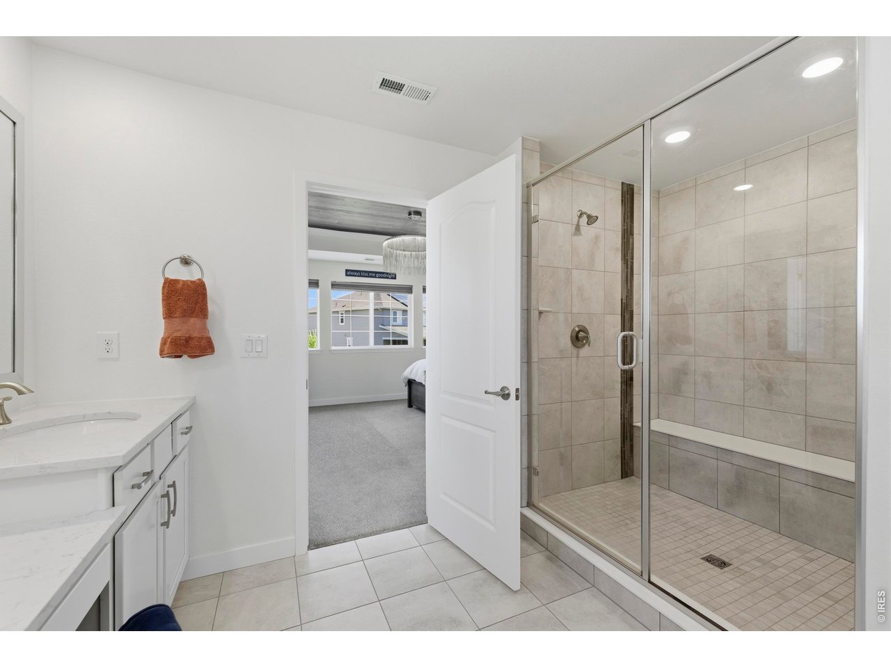 2910 Water View Street Timnath, CO 80547 - Photo 25 of 50 a bathroom with a shower sink and mirror
