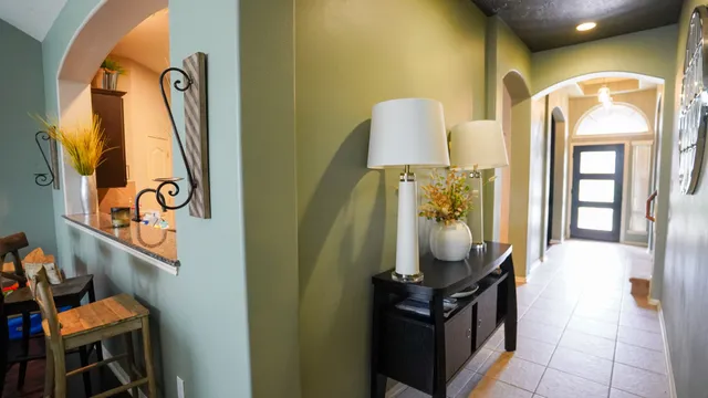 a view of an entryway with furniture