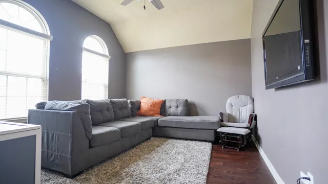 a living room with furniture