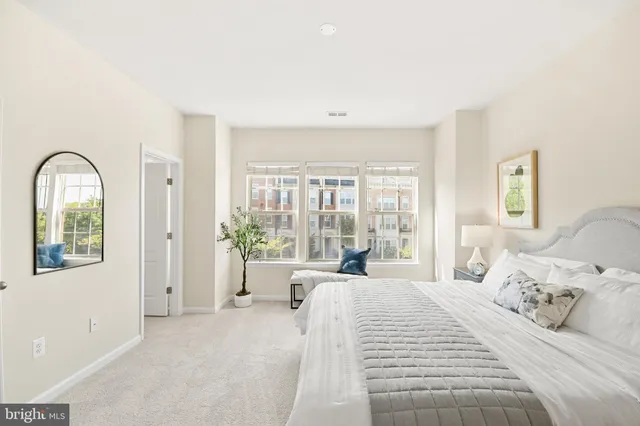 an empty room with windows