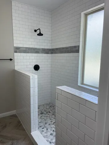 a bathroom with a shower
