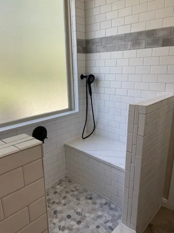 a bathroom with a shower