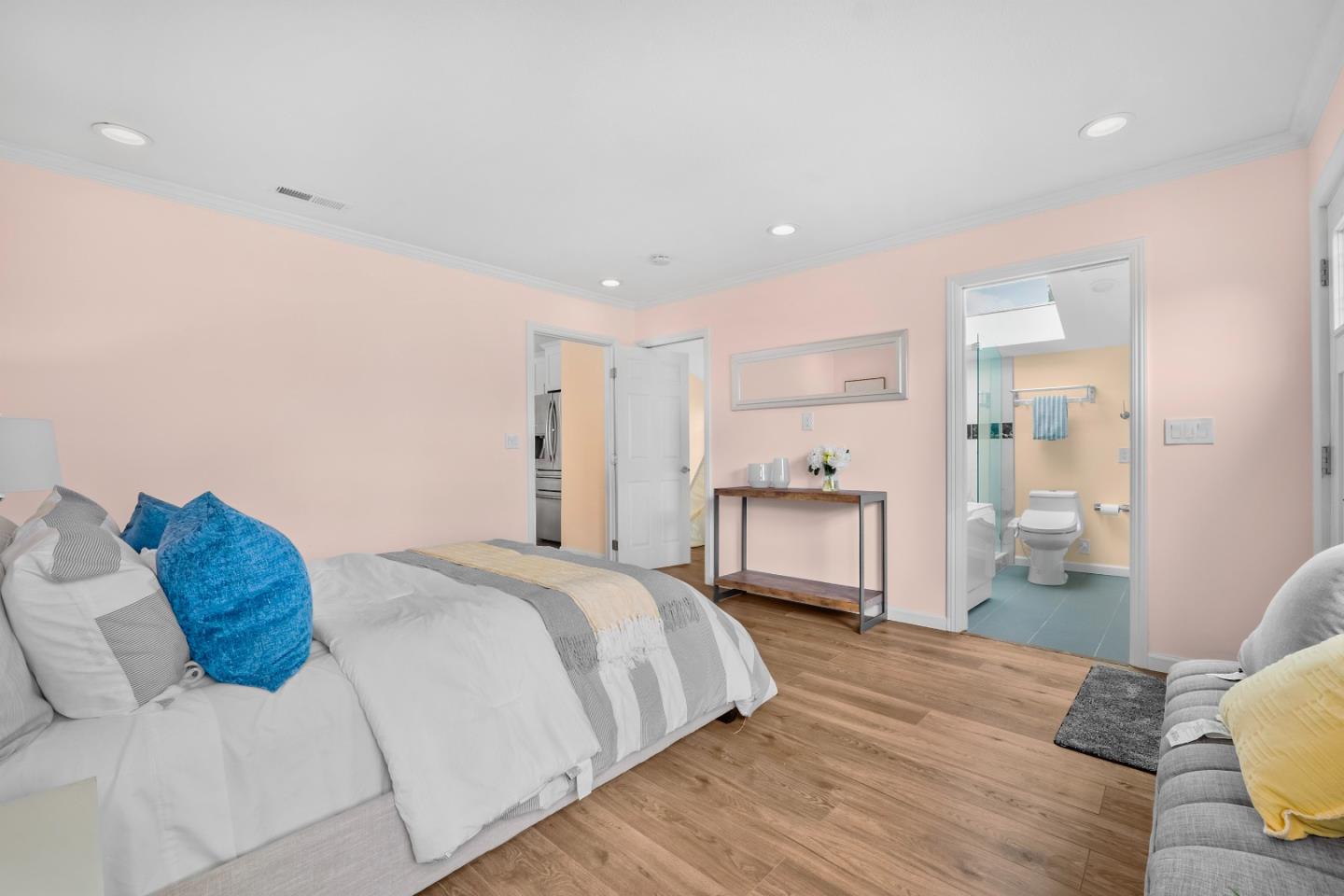 983 Smith Avenue Campbell, CA 95008 - Photo 22 of 57 a bedroom with a bed and a view of kitchen