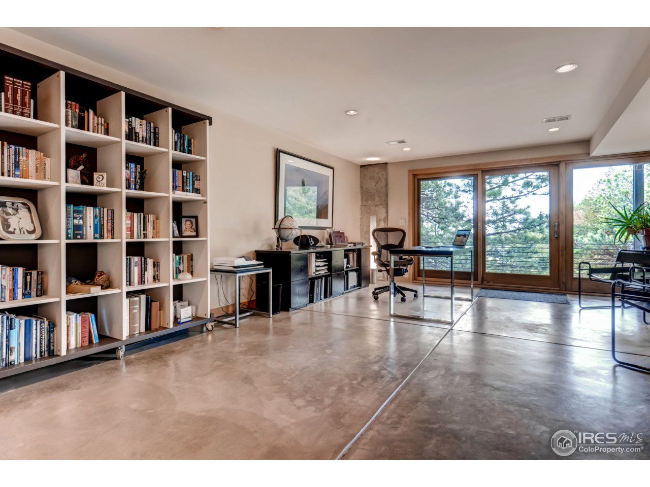 153 Brook Road Boulder, CO 80302 - Photo 19 of 25 a living room with furniture and a book shelf