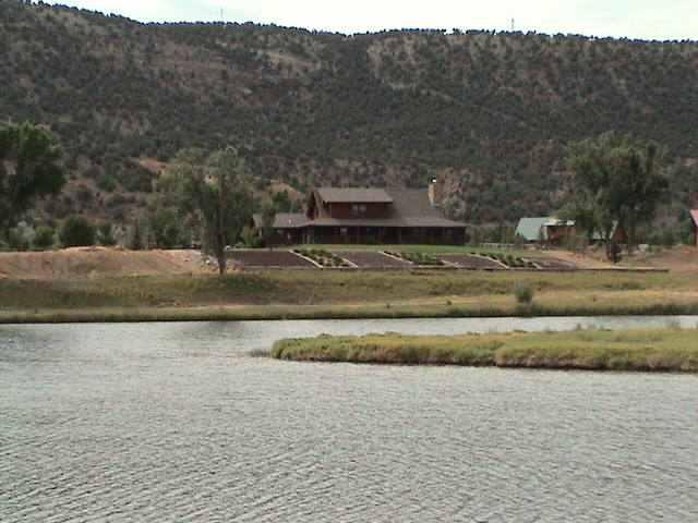 a view of a town with mountains