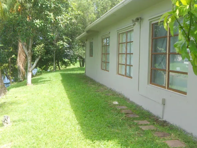 a view of an ocean from a yard