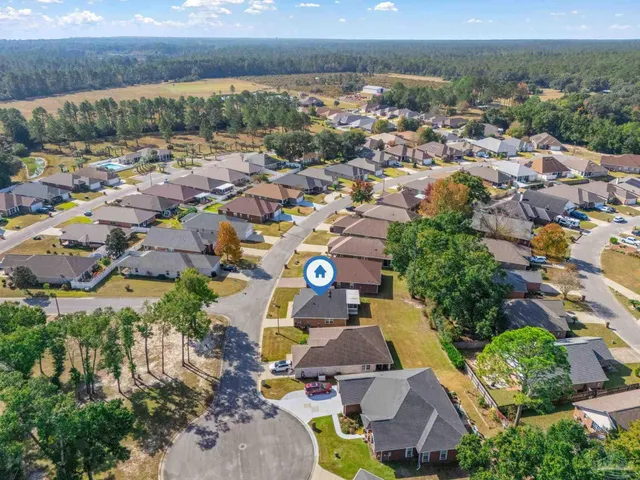 an aerial view of multiple house