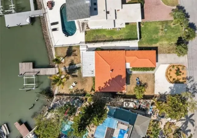 an aerial view of a house having outdoor space