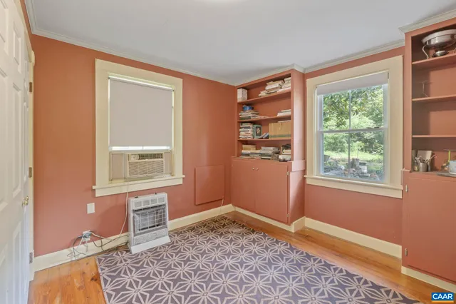 an empty room with windows