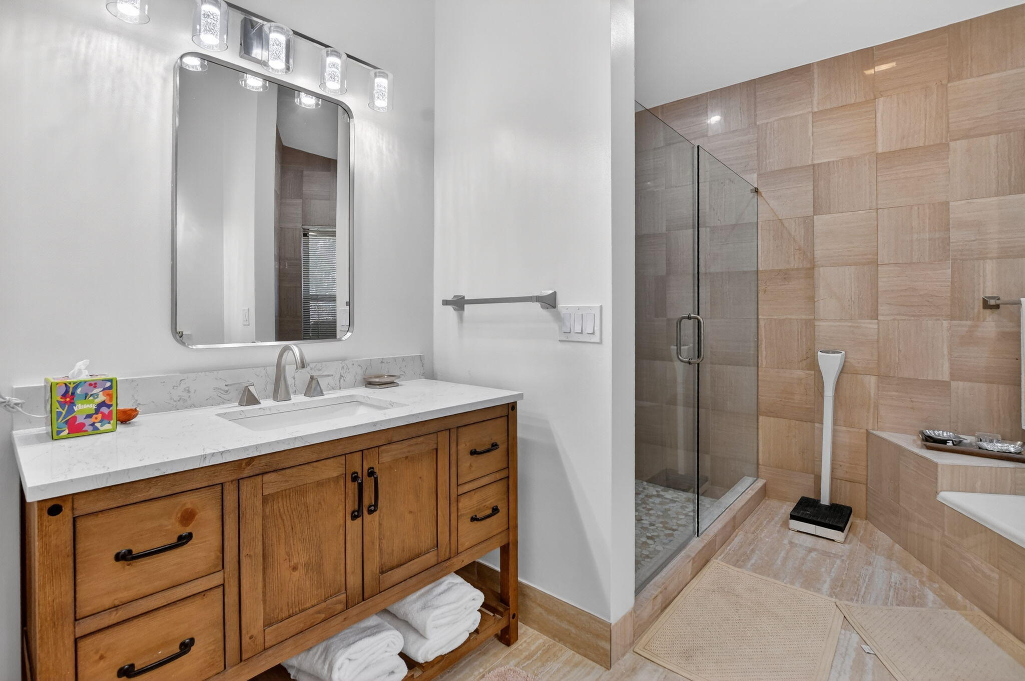22519 Esplanada Circle, Unit W Boca Raton, FL 33433 - Photo 31 of 57 a bathroom with a double vanity sink mirror and shower