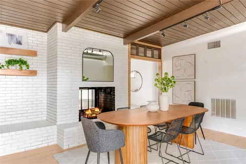 a table and chairs in a patio