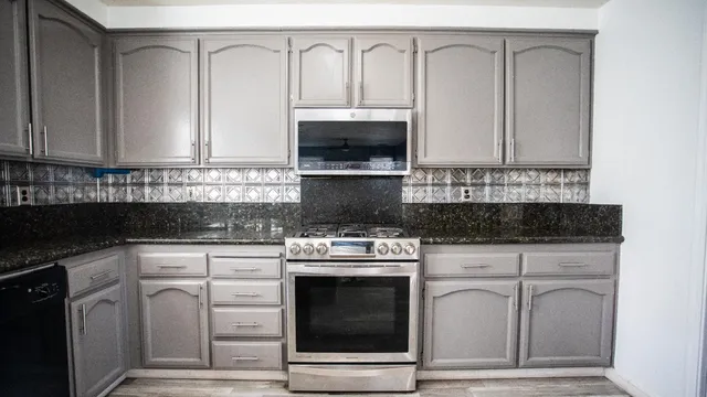 a bathroom with a mirror