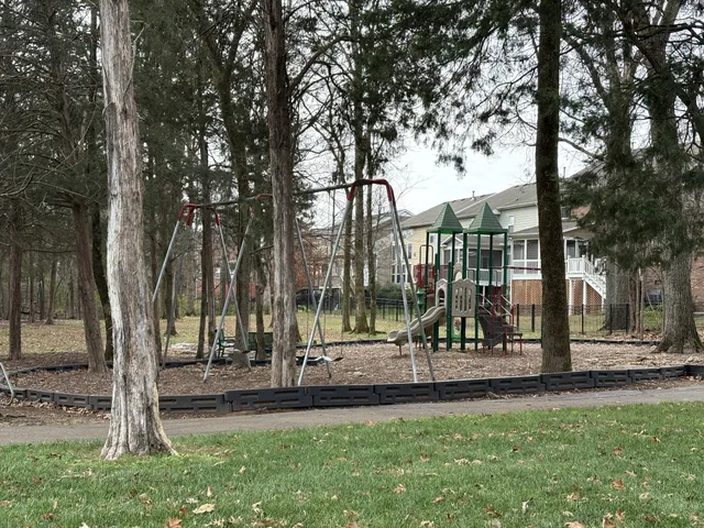 a view of a park with tree s
