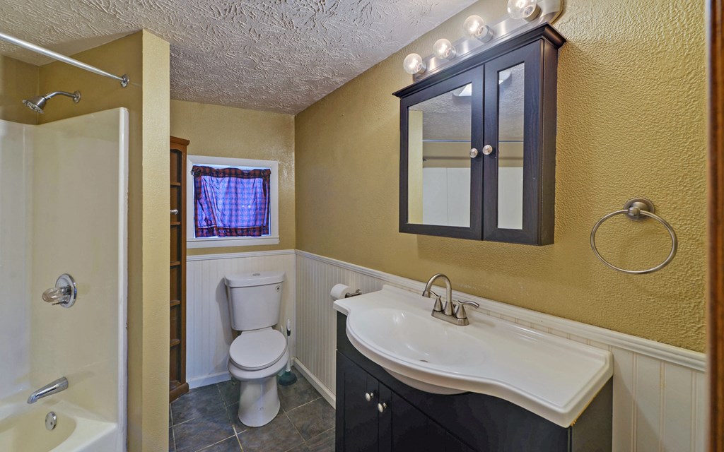 15 Trails End Road Blue Ridge, GA 30513 - Photo 14 of 46 a bathroom with a toilet sink shower and mirror