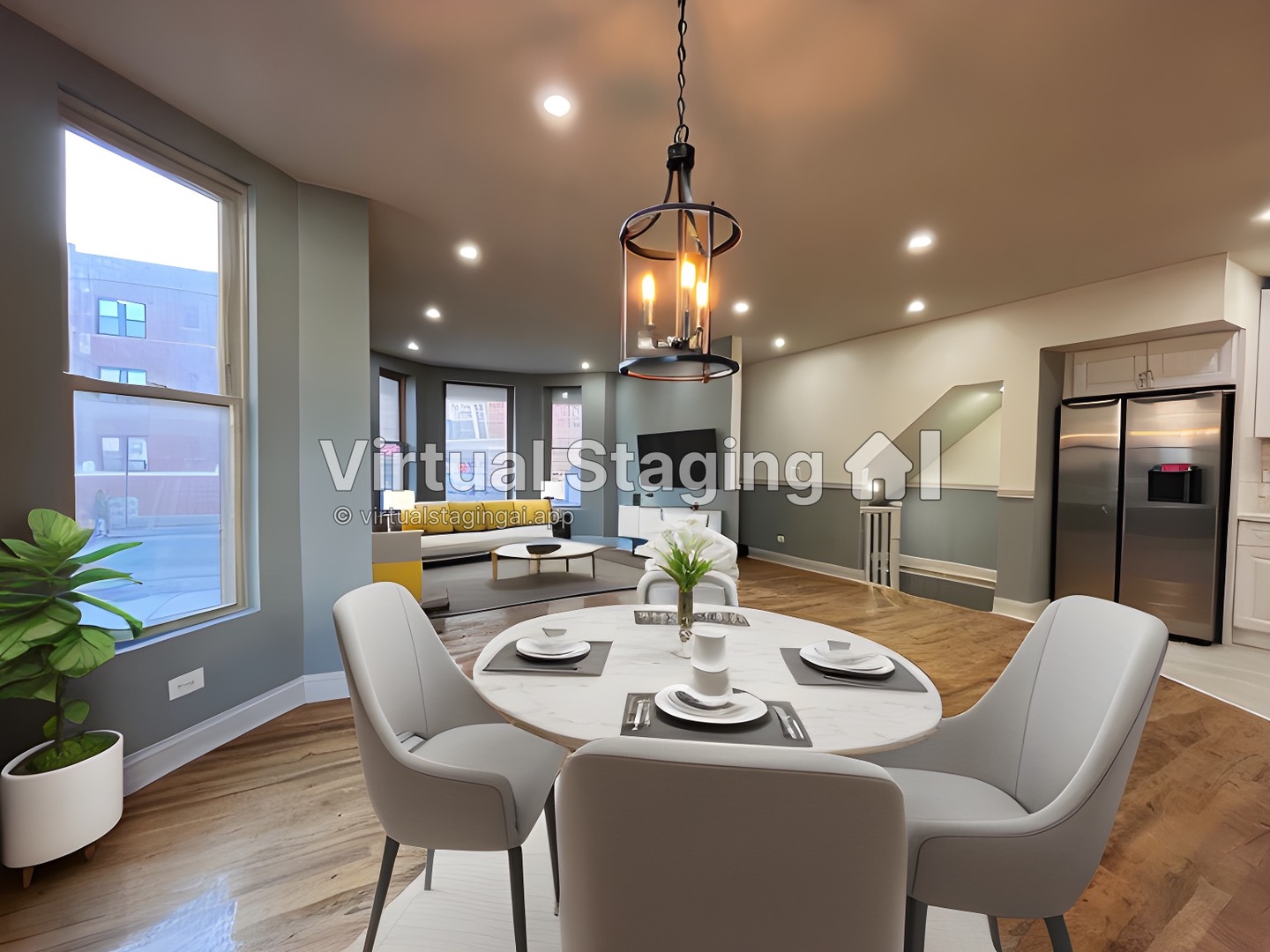1446 West Irving Park Road, Unit 1 Chicago, IL 60613 - Photo 5 of 24 a dining room with furniture a chandelier and wooden floor