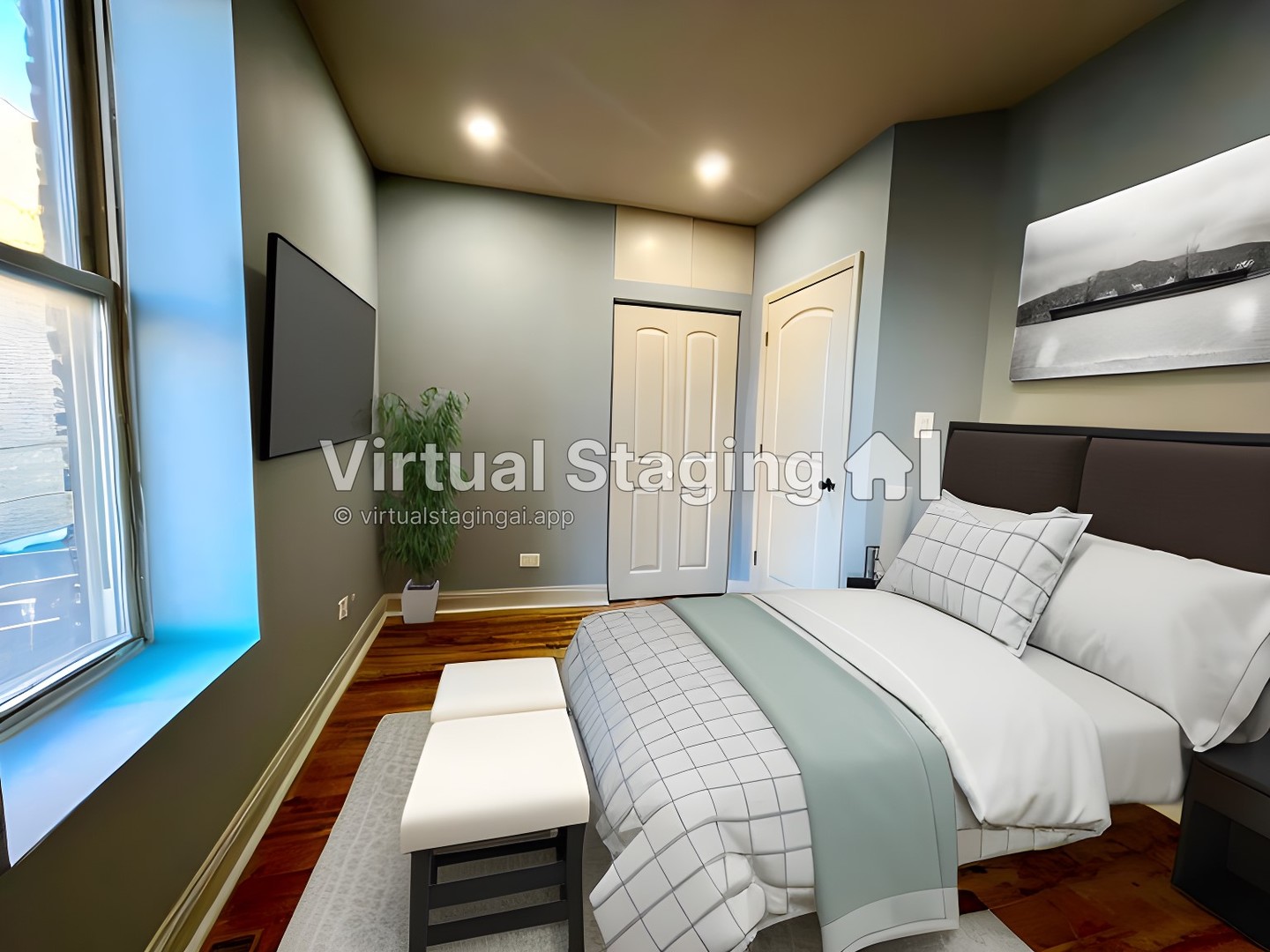 1446 West Irving Park Road, Unit 1 Chicago, IL 60613 - Photo 8 of 24 a bedroom with a bed and a large window