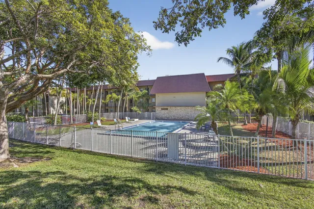 a garden view with a seating space