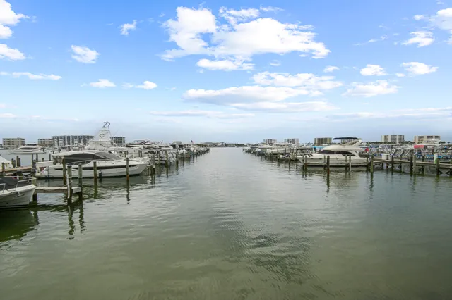 a view of a lake with boats