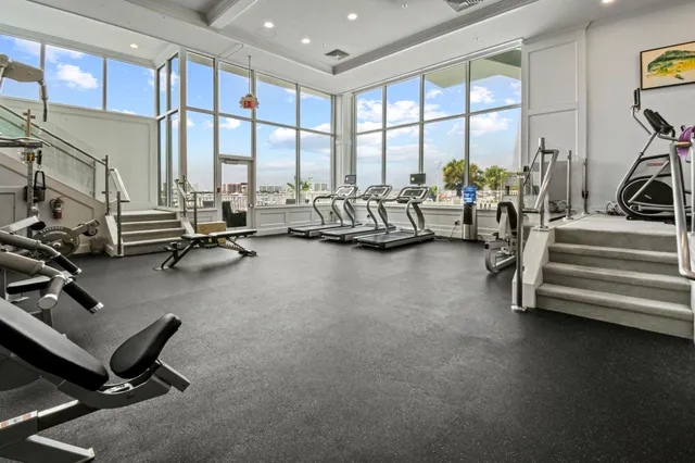 a view of a room with gym equipment