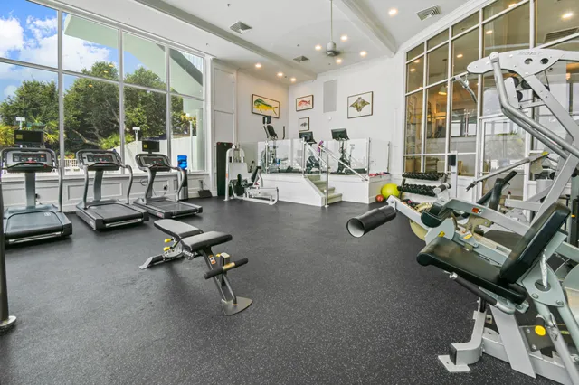 a view of a room with gym equipment