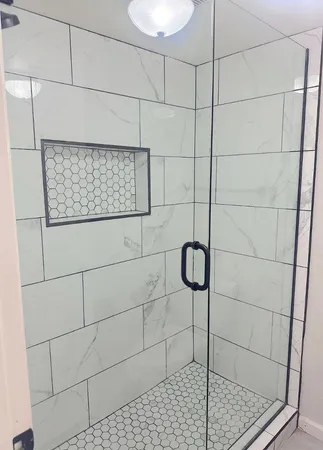 a bathroom with a shower