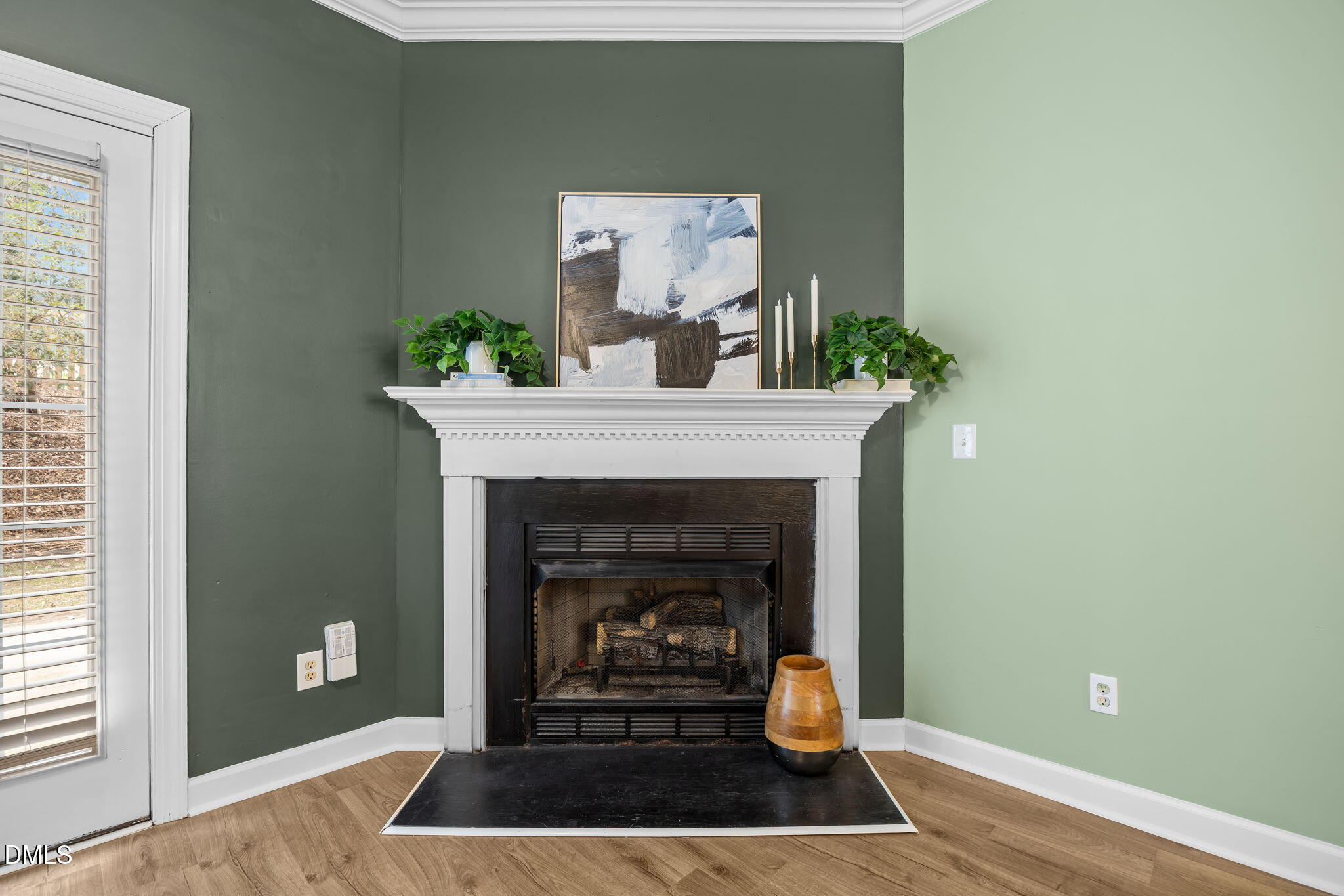 8606 London Park Court Raleigh, NC 27615 - Photo 22 of 29 a living room with a fireplace and potted plant